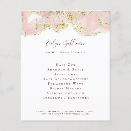 ピンクの大理石デザインのフライヤー チラシ (正面)