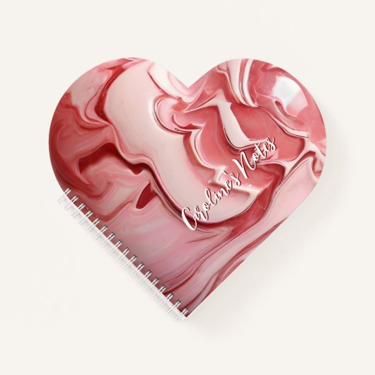 ピンクの大理石ハート ノートブック (正面)