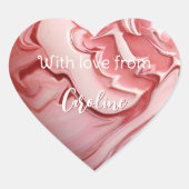 ピンクの大理石ハート ハートシール (正面)