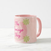 ピンクの大理石フラミンゴの店のマグ マグカップ (正面右)