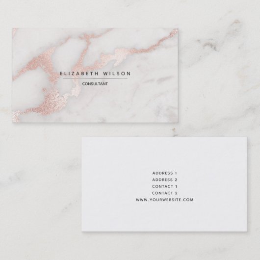 ピンクの大理石プロフェッショナル エレガント 名刺 (正面/裏面)