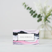 ピンクの大理石 名刺 (スタンド正面)