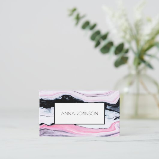 ピンクの大理石 名刺 (スタンド正面)