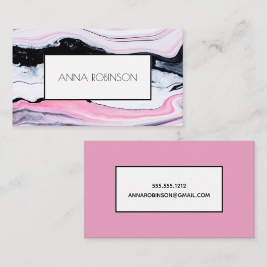 ピンクの大理石 名刺 (正面/裏面)