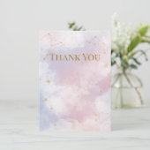 ピンクの天の御礼カード | 水彩の雲 サンキューカード (スタンド正面)