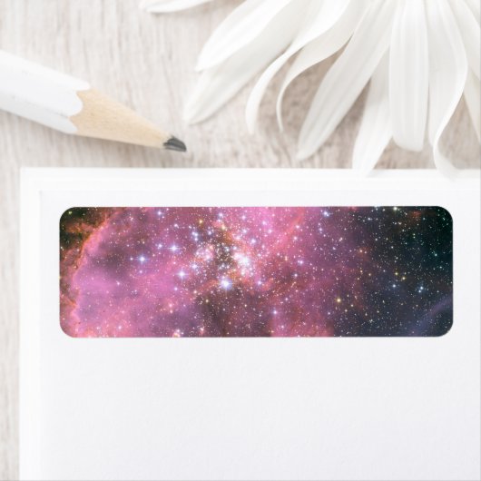ピンクの天体デジタルアート NGC 346 ラベル (インサイチュ)