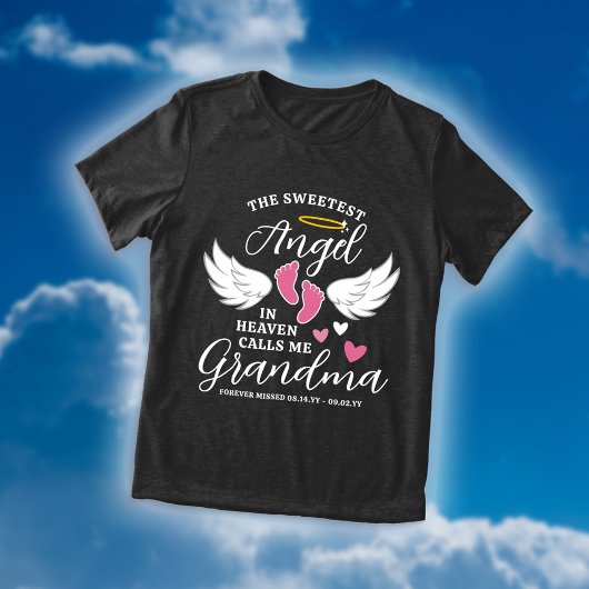 ピンクの天使が祖母を呼び出す孫娘の喪失 トライブレンドＴシャツ