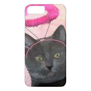 ピンクの天使のハローの黒猫 iPhone 8 PLUS/7 PLUSケース