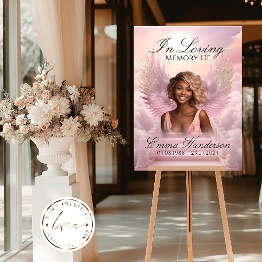 ピンクの天使の翼のメモリアル歓迎サイン ポスター