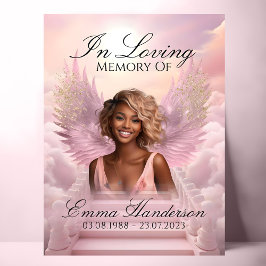 ピンクの天使の翼のメモリアル歓迎サイン ポスター