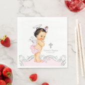 ピンクの天使の赤ちゃん 女の子の洗礼・命名式 スタンダードランチョンナプキン (インサイチュ)