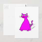 ピンクの太った猫 ポストカード (正面/裏面)