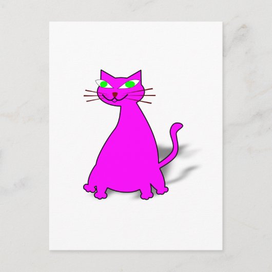 ピンクの太った猫 ポストカード (正面)
