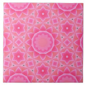 ピンクの太陽と星ベビーガールモザイクパターン タイル (正面)
