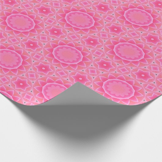 ピンクの太陽と星ベビーガールモザイクパターン ラッピングペーパー (角)