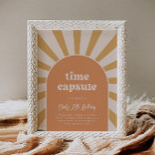 ピンクの太陽の時間カプセルの標識