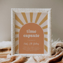 ピンクの太陽の時間カプセルの標識