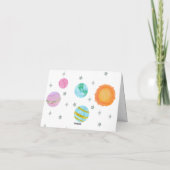 ピンクの太陽を一周する初めての誕生日ガール 1歳の誕生日 サンキューカード (裏面)