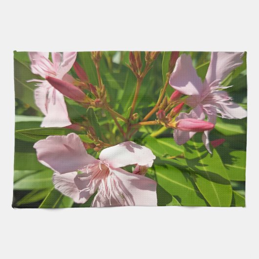 ピンクの夾竹桃の花のキッチンタオル　植物園 キッチンタオル (横)