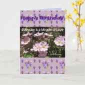 ピンクの奇跡の愛の花のフローラフォトアートカード カード (黄色い花)