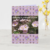 ピンクの奇跡の愛の花のフローラフォトアートカード カード (黄色い花)