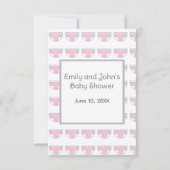 ピンクの女の子おむつラッフルベビーシャワーエンクロージャカード 招待状 (裏面)