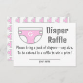 ピンクの女の子おむつラッフルベビーシャワーエンクロージャカード 招待状 (正面/裏面)