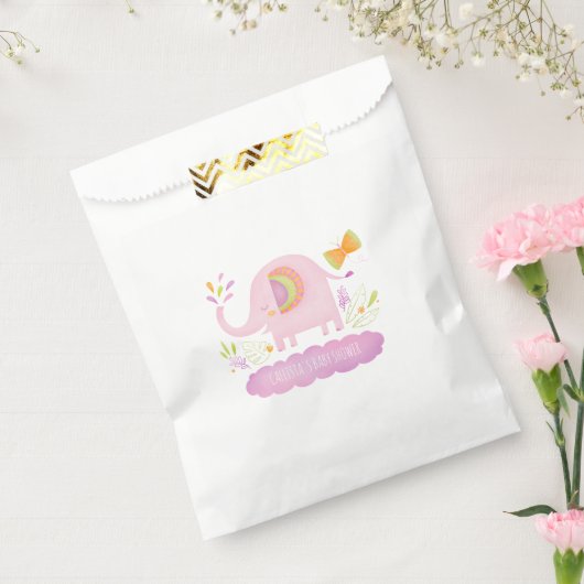 ピンクの女の子かわいい象の赤ちゃんシャワー フェイバーバッグ (封をした状態)