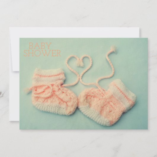 ピンクの女の子が写真シャワーの招待状を出す 招待状 (正面)