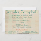 ピンクの女の子が写真シャワーの招待状を出す 招待状 (裏面)