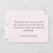 ピンクの女の子にワイルドフラワーベイビーシャワー サンキューカード (裏面)