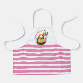 ピンクの女の子のイースターストライプバスケット エプロン
