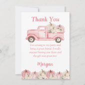 ピンクの女の子のカボチャの誕生日パーティー感謝カード 招待状 (正面)