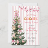 ピンクの女の子のクッキー飾り付けパーティー誕生日 招待状 (正面)