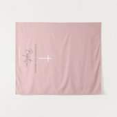 ピンクの女の子のクロス 洗礼 パーティー テーブルランナー タペストリー (正面(横))