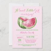 ピンクの女の子のスイカベイビーシャワー招待状 招待状 (正面)