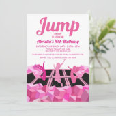 ピンクの女の子のトランポリンパークパーティー招待状 招待状 (スタンド正面)