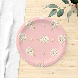 ピンクの女の子のバルーン私たちは赤ちゃんのシャワーを待つことができる ペーパープレート