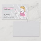 ピンクの女の子のフィットネスのパーソナルトレーナーの上品な平野 名刺 (正面/裏面)