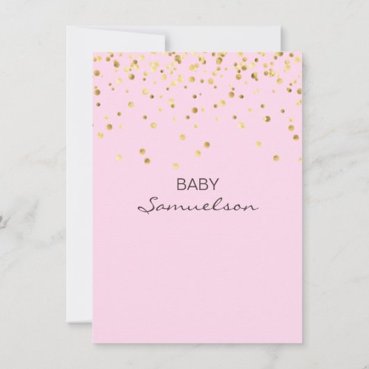 ピンクの女の子のベビーシポップ・アートのャワーの準備ができている 招待状 (裏面)