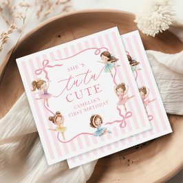 ピンクの女の子のリボン付きチュチュ バレリーナ 1歳の誕生日 スタンダードカクテルナプキン