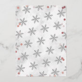 ピンクの女の子の冬のクリスマスベビーシャワーありがとう 箔招待状 (裏面)