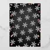 ピンクの女の子の冬のクリスマスベビーシャワーありがとう 箔招待状 (裏面)