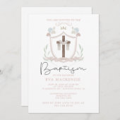 ピンクの女の子の初めての洗礼招待状 招待状 (正面/裏面)