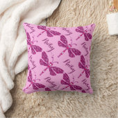 ピンクの女の子の名前トンボ柄クッション枕 クッション (ブランケット)