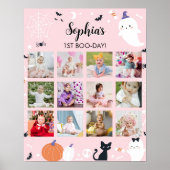 ピンクの女の子の幽霊初年フォトマイルストーンサイン ポスター (正面)