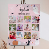 ピンクの女の子の幽霊初年フォトマイルストーンサイン ポスター