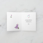 ピンクの女の子の恐竜 5歳の誕生日お礼カード サンキューカード (内部)