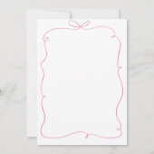 ピンクの女の子の手が弓の象の赤ちゃんシャワーで描画 招待状 (裏面)