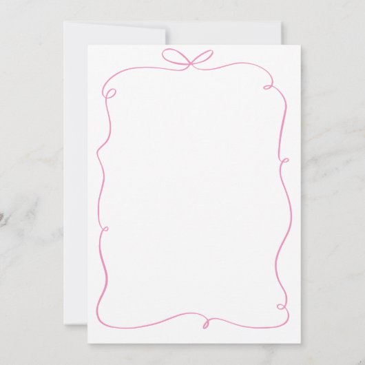 ピンクの女の子の手が弓の象の赤ちゃんシャワーで描画 招待状 (裏面)